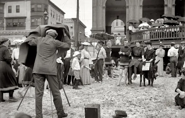 Картинка ретро, люди, отдых, фотограф, США, досуг, 1912-й год