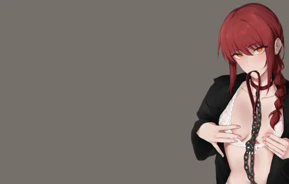 Girl, hot, sexy, bra, red hair, sexy girl, anime, hands