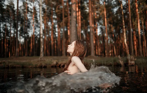 Картинка волна, девушка, Екатерина Суркова, в воде
