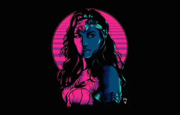 Девушка, Минимализм, Стиль, Girl, Фон, Wonder Woman, Супергерой, Арт