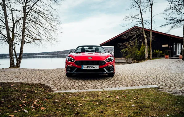 Красный, берег, родстер, спайдер, двухместный, Abarth, 124 Spider