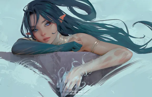Девушка, эльф, фэнтези, by ZED