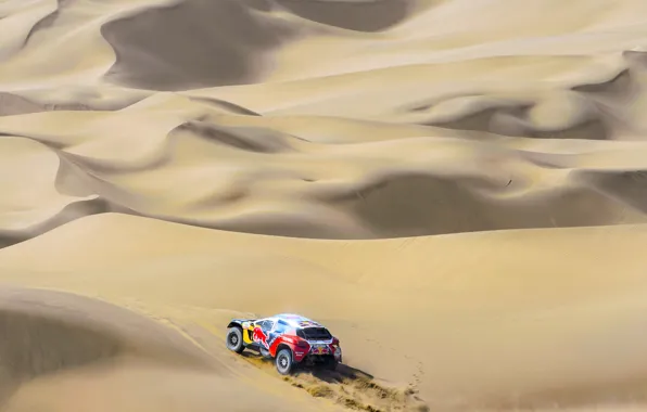Песок, Спорт, Скорость, Гонка, Peugeot, Red Bull, Rally, Dakar