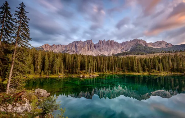 Landscape, Dolomiten, Karersee, Italien, Südtirol, Langzeitbelichtung