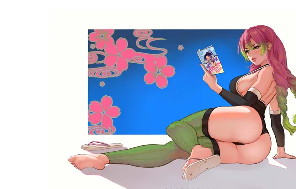Girl, hot, ass, pink hair, anime, pretty, thong, butt