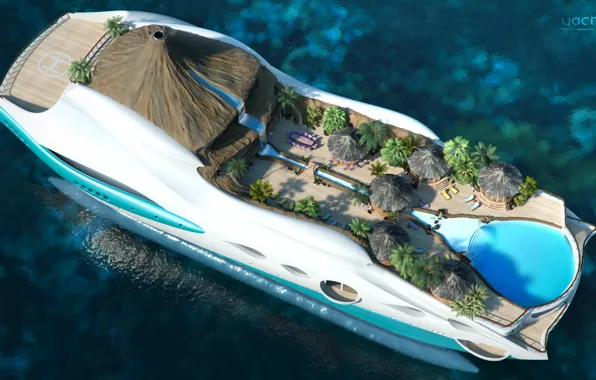 Картинка проект, superyacht, Futuristic, яхта-остров, gesign, Yacht-island, tip 2