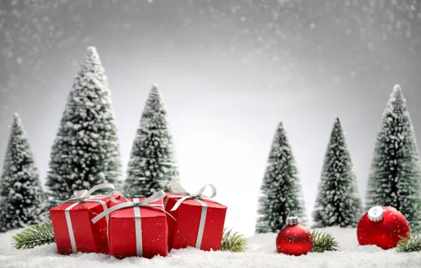 Снег, елка, Рождество, подарки, Новый год, Christmas, Photos, vectors