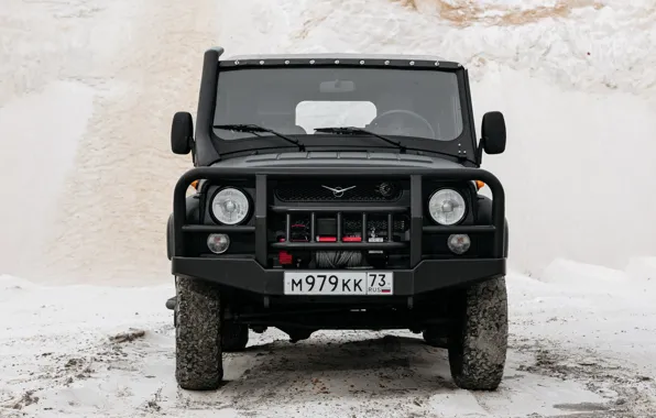 Картинка внедорожник, вид спереди, SUV, Уаз, Хантер, юбилейный выпуск, UAZ Hunter 50th Anniversary