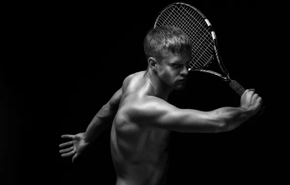 Картинка тело, ракетка, парень, теннис