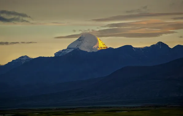 Пейзаж, горы, Китай, Тибет, Tibet, Golden Kailash