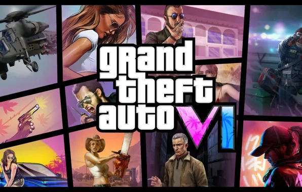 Игра, логотип, Logo, video game, Grand Theft Auto, Rockstar Games, GTA VI, action-adventure