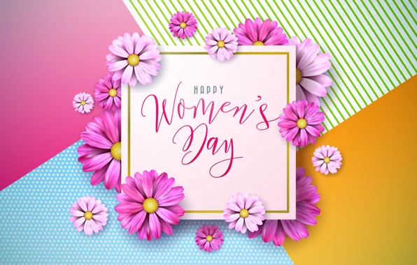 Цветы, розовые, happy, 8 марта, pink, flowers, женский день, 8 march