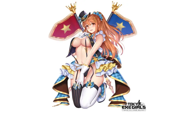 Girl, sexy, lingerie, pantsu, cleavage, blouse, panties, thighhighs