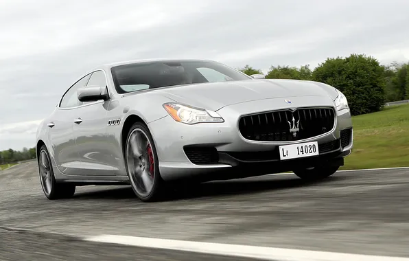 Картинка авто, свет, фары, Maserati, скорость, седан, Quattroporte S