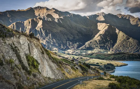 Картинка дорога, горы, New Zealand, Otago