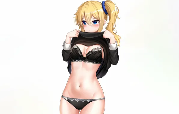 Картинка girl, sexy, lingerie, bra, cleavage, blouse, panties, long hair