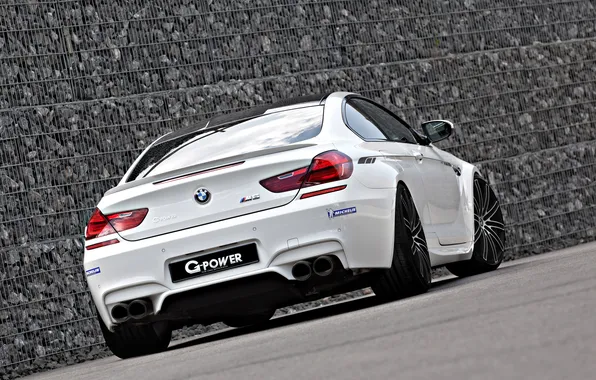 Картинка BMW, white, tuning, coupe, g-power, back, f13