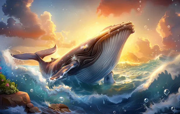 Картинка digital, art, beautiful, whale