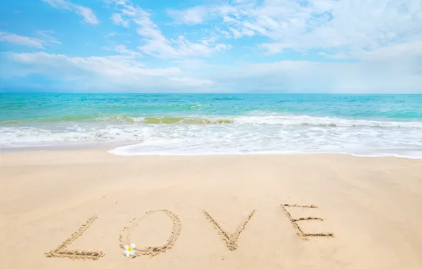 Картинка песок, море, волны, пляж, лето, небо, любовь, summer