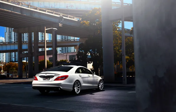 Mercedes-Benz, white, AMG, CLS63, vossen wheels