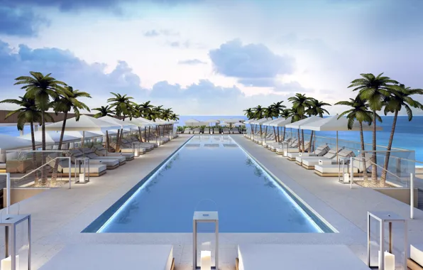 Pool, sky, hotel, miami