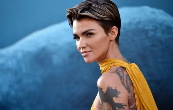 Девушка, спина, тату, татуировки, tattoo, Ruby Rose, Руби Роуз