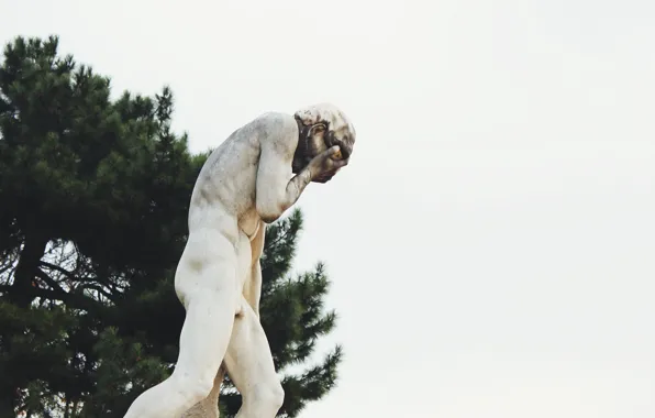 Sad, melancholy, statue, crying
