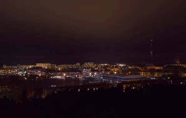 Ночь, город, панорама, Воскресенск