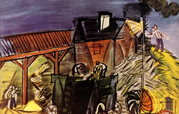 Paris, 1949, Huile sur Toile, Raoul Dufy, DВpiquage with the blue sky, DВpiquage au ciel …