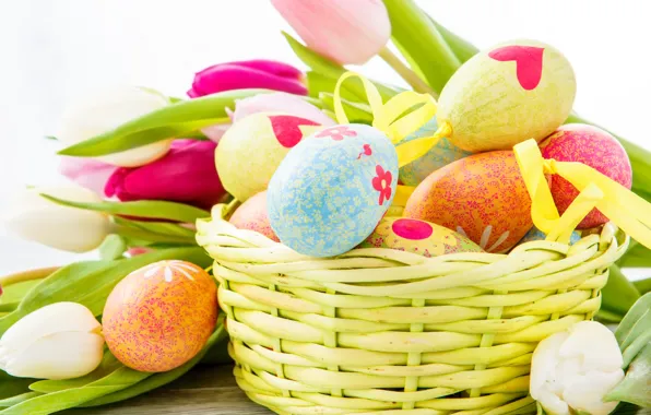 Цветы, яйца, пасха, тюльпаны, Easter