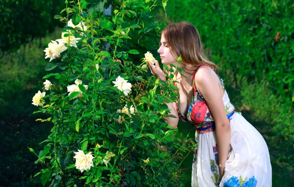 Cleavage, nature, model, awesome, brunette, gorgeous, photoshoot, posing