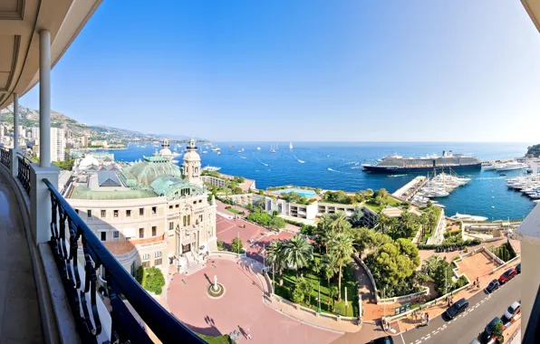 Картинка город, океан, балкон, монако