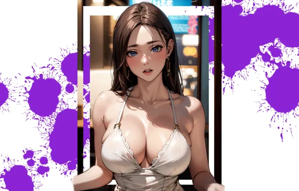 Girl, white, hot, sexy, long hair, boobs, anime, pretty