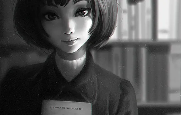 Картинка книга, аниме, глаза, лицо, арт, девушка, взгляд