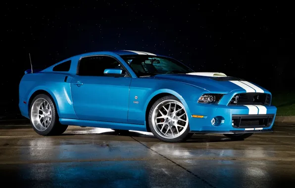 Картинка синий, полосы, фон, Mustang, Ford, Shelby, GT500, Форд
