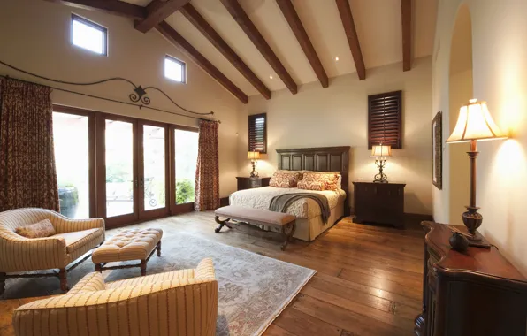 Картинка дизайн, стиль, комната, вилла, дома, интерьер, спальня