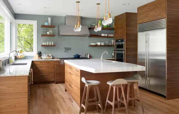Дизайн, интерьер, кухня, ретро стиль, столовая, Mid century modern, by RD Herrick design group, Parklands