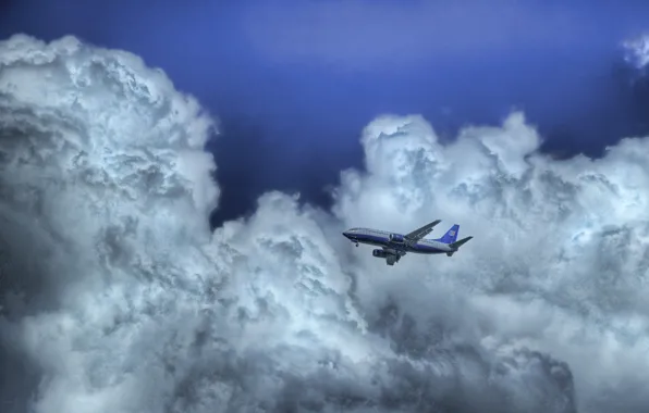 Картинка небо, облака, Самолет
