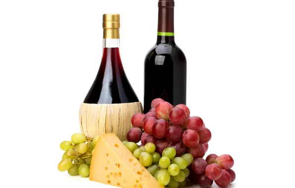 Вино, красное, бутылка, сыр, виноград, wine, grapes, cheese
