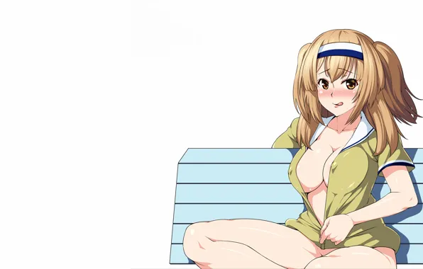 Girl, sexy, cleavage, erect nipples, long hair, legs, boobs, anime