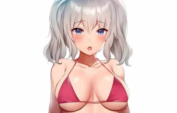 Girl, sexy, cleavage, long hair, boobs, anime, blue eyes, beautiful