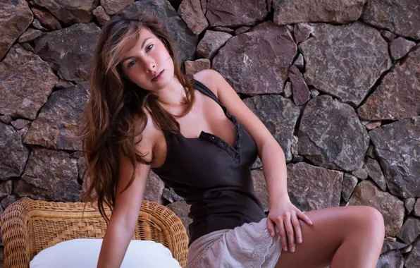 Model, Pose, Black Top, Looking At Camera, Mini Skirt, Connie Carter