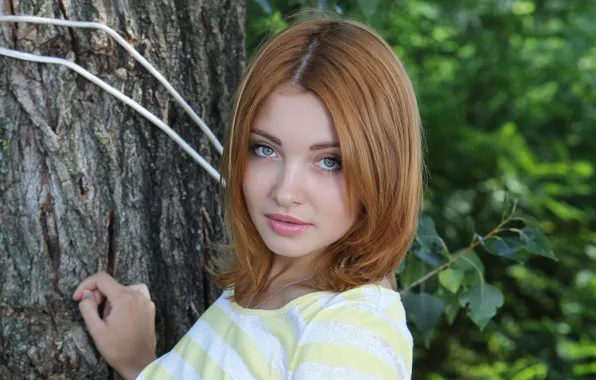 Взгляд, лицо, модель, рыженькая, Kika