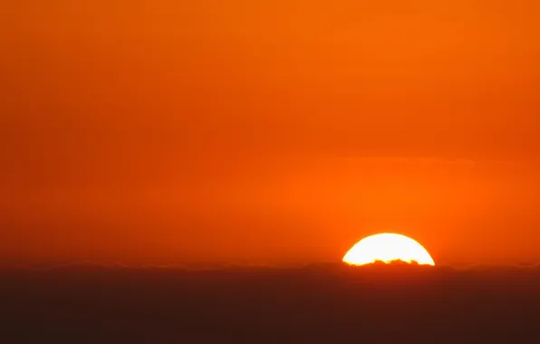 Небо, солнце, облака, закат, оранжевый