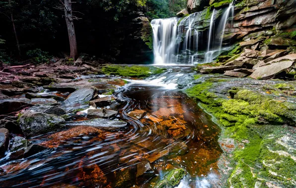 Картинка камни, фото, водопад, Вирджиния, США