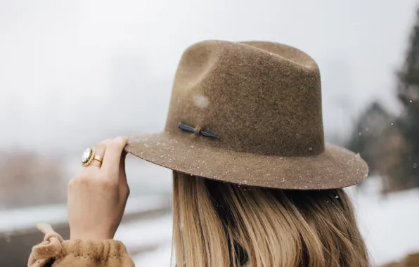 Картинка модель, шляпа, блондинка, уличный стиль