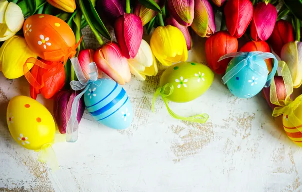 Цветы, colorful, Пасха, тюльпаны, happy, flowers, tulips, Easter
