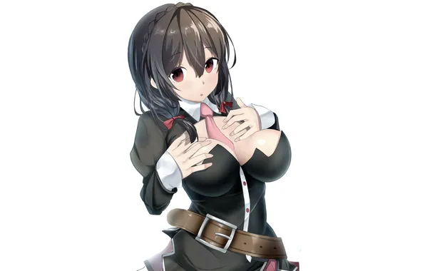 Girl, sexy, cleavage, long hair, boobs, anime, beautiful, twintails