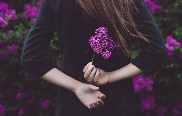 Девушка, цветы, руки, сирень, Michael Färber