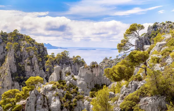 Картинка море, лето, горы, природа